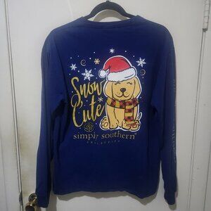 Simply Southern Christmas Top Navy/Multi Color Size Medium